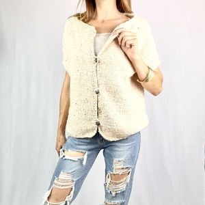 THE VILLAGE WEAVERY | 🧶Pale Pink Hand-Woven Wool Blend Short-Sleeved Sweater